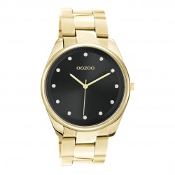 Ρολόι OOZOO με μαύρο καντράν και χρυσό ατσάλινο μπρασελέ Timepieces C10965