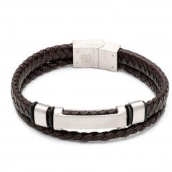 VISETTI bracelet for men in stainless steel and leather 21A-BR006C