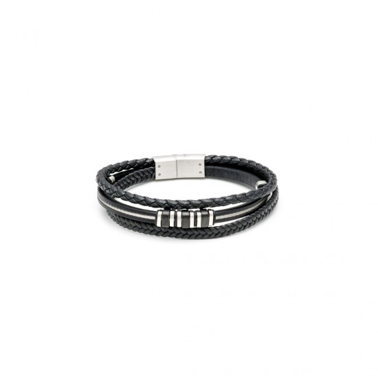 Men s Visetti Stainless Steel Bracelet in Black Silver Color BR011B