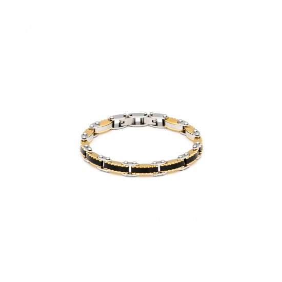 Visetti Men s Stainless Steel Split Bracelet in Gold Silver Black Color 21C-BR041SGB