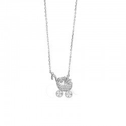 SILVER NECKLACE 925 TROLLEY WITH WHITE ZIRGON ZN1307