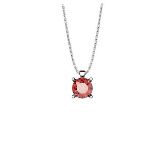 Single stone with red crystal silver 925