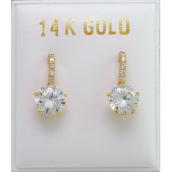 14ct gold earrings 6mm zirconia 