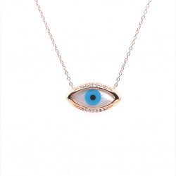 SILVER NECKLACE 925 GOLD PLATED EYE WITH FILD ZN1156