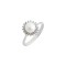 14k white gold pearl rosette ring with cubic zirconia stones 