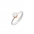 Single stone ring made of white gold and rose gold 14 carats 