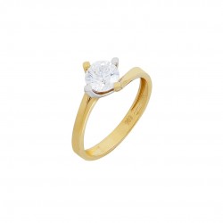 Single stone gold flame with white gold cane cubic zirconia stone 