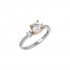 Single stone ring 14k white gold with rose gold 