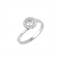 Engagement ring white gold rosette 14 carats with white zircons 