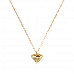 14ct gold necklace with zircon diamond shape 