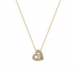 Golden heart with chain and white 14 carat zirconia 