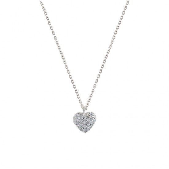 14ct white gold heart necklace with zirconia