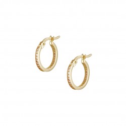 14k gold hoop earrings with white zircons 