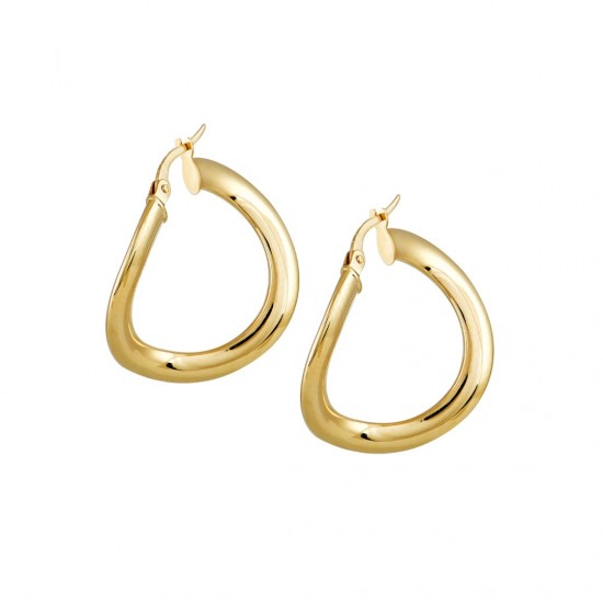 EARRINGS gold rings 14 carats shiny WAVE DESIGN