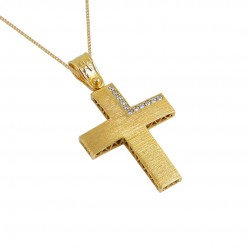 Christening cross for girl with 14k gold chain SX26