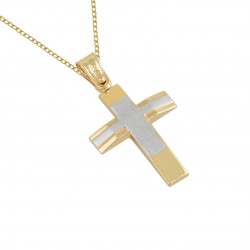 Gold baptism cross with 14 carat chain