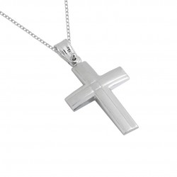 White gold christening cross with 14 carat chain