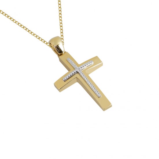 Christening for boy and girl gold and white gold with chain k14 ST011