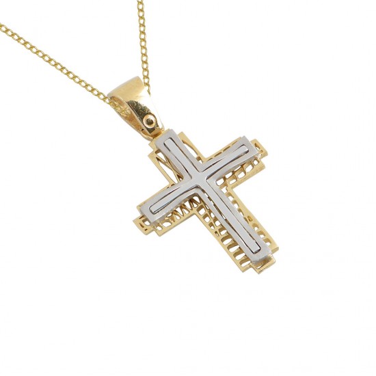 Christening cross gold with 14 carat chain
