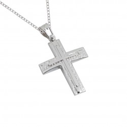 Christening cross 14 carat white gold with chain ΣΤ057