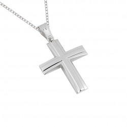 Christening cross with 14k white gold with chain for girl F064