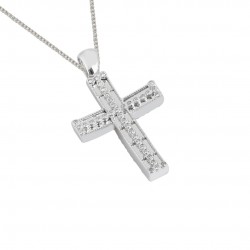 Christening cross white gold 14 k with chain for girl ST078