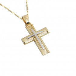 Christening cross 14 k gold with chain ST086