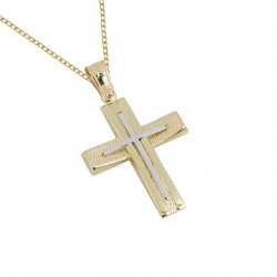 Christening cross 14 k gold with chain ST092