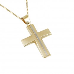 Christening cross 14 carat gold with chain ΣΤ097