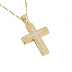 14 carat gold baptism cross for boy with chain ST100