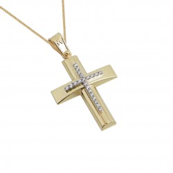 Gold baptism cross for a girl of 14 carats with chain F104