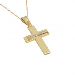 Baptism cross 14k gold with chain and white gold S121