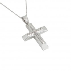 White gold christening cross with chain S128
