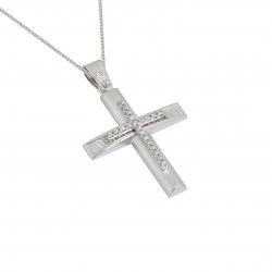 Christening cross with 14k white gold with chain for girl S130
