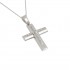 Baptismal cross white gold with chain for girl 14 carats
