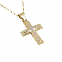 Christening cross 14 k gold with chain for boy S137