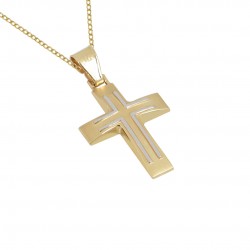 Christening cross 14 k gold with chain 