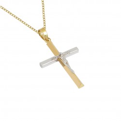 Christening cross with chain 14 k gold white S157