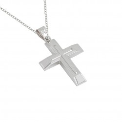 Christening cross 14 k gold white with chain 