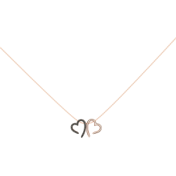 Silver 925 gold plated rose gold double heart necklace