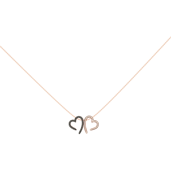 Silver 925 gold plated rose gold double heart necklace
