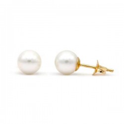 Gold earrings with pearls Akoya Japan 6,5-7,0mm Κ14 