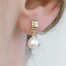 Koumian Earrings with Fresh Water Pearl pearls 7.0 × 9.0mm K14
