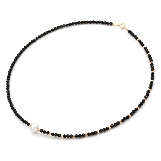 Necklace with Spinel and pearl K14 110560