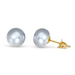 Koumian Gold Earrings with gray pearls Fresh Water K14