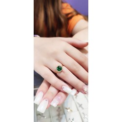 Δαχτυλίδι Αρραβώνα Χρυσό Ροζέτα 14Κ με Πράσινα και Λευκά Ζιρκόνια d072