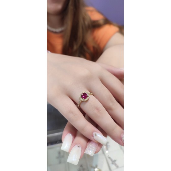 Δαχτυλίδι Χρυσό 14Κ με Ροζέτα, Λευκά και Κόκκινα Ζιργκόν D116