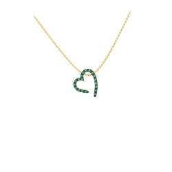 Ασημένιο  Κολιέ με ιδιαίτερη πράσινη καρδιά 925 