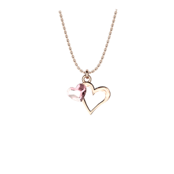 Κολιέ διπλή καρδιά ασήμι 925 ροζ επιχρυσωμένο E56024R