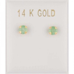 Σκουλαρίκια χρυσά 14 καρατίων καρφωτά με πράσινο ζιργκον ER1318